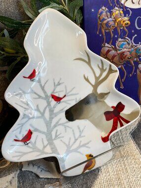 Rare German Porcelain Paperproducts Design Deer Friends by Liz Leines Sweet Dish